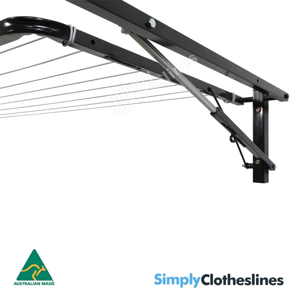 Close-up of the Air Dry 3.0m (3000mm) Twin clothesline frame showing the outside view of dual galvanised steel support struts open and frame.