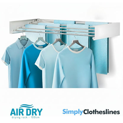 Air Dry - 100 Wall Mount Fold Down Clothes Airer & Drying Rack - Simply Clotheslines