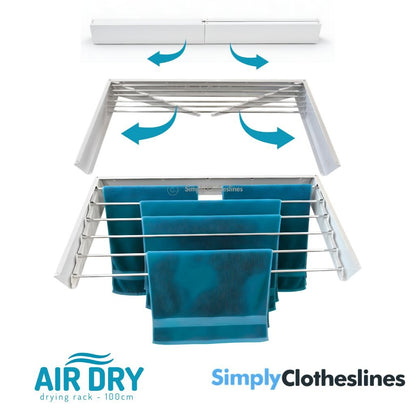 Air Dry - 100 Wall Mount Fold Down Clothes Airer & Drying Rack - Simply Clotheslines