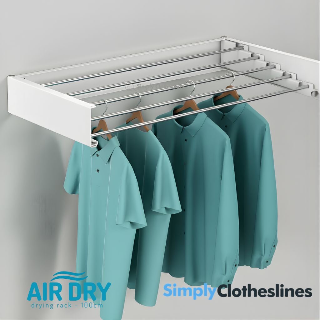 Air Dry - 100 Wall Mount Fold Down Clothes Airer & Drying Rack - Simply Clotheslines