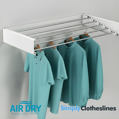 Air Dry - 100 Wall Mount Fold Down Clothes Airer & Drying Rack - Simply Clotheslines