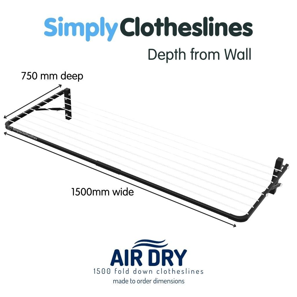 Air Dry 1500 Fold Down Clothesline - Made to Order - Simply Clotheslines