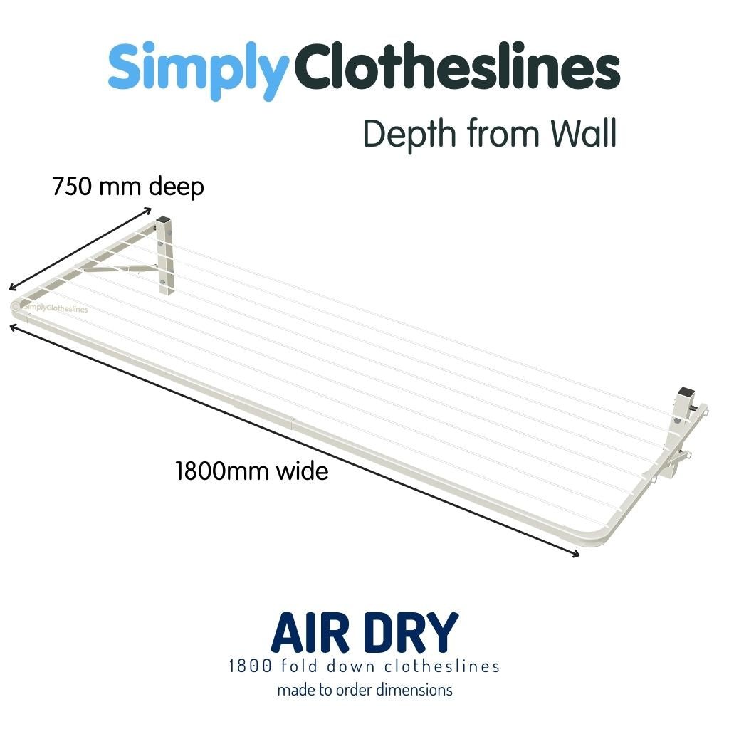 Air Dry 1800 Fold Down Clothesline - Made to Order - Simply Clotheslines