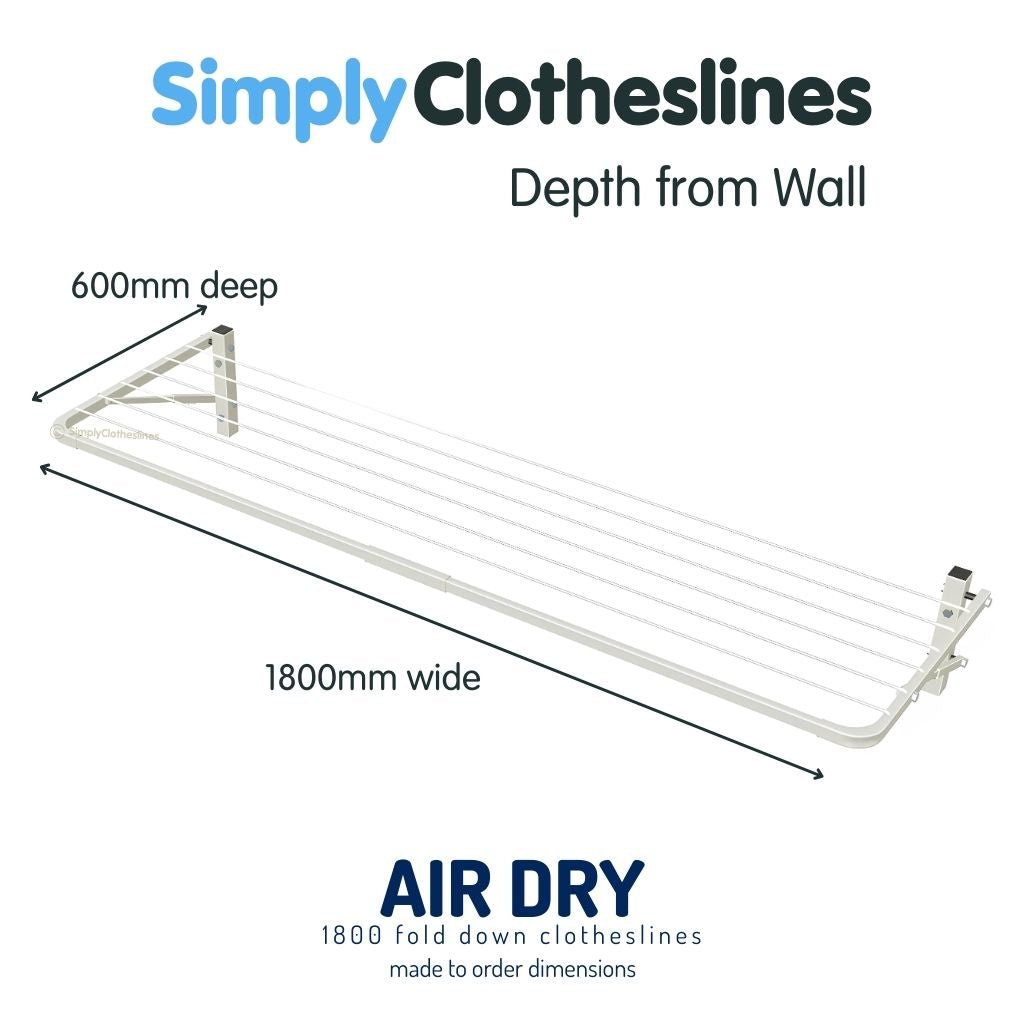 Air Dry 1800 Fold Down Clothesline - Made to Order - Simply Clotheslines