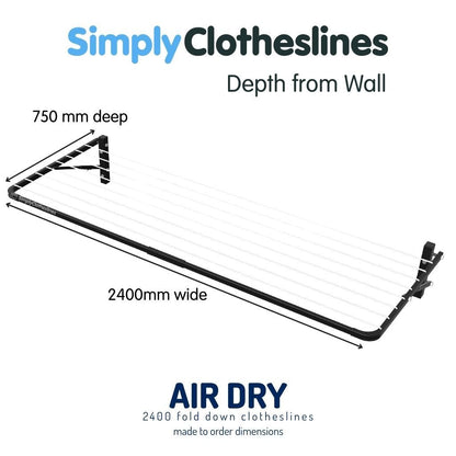 Air Dry 2400 Fold Down Clothesline - Made To Order - Simply Clotheslines