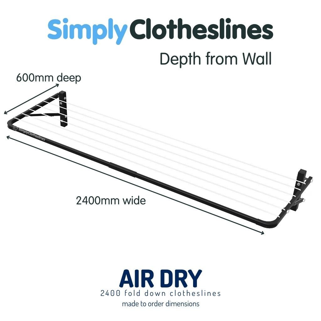 Air Dry 2400 Fold Down Clothesline - Made To Order - Simply Clotheslines