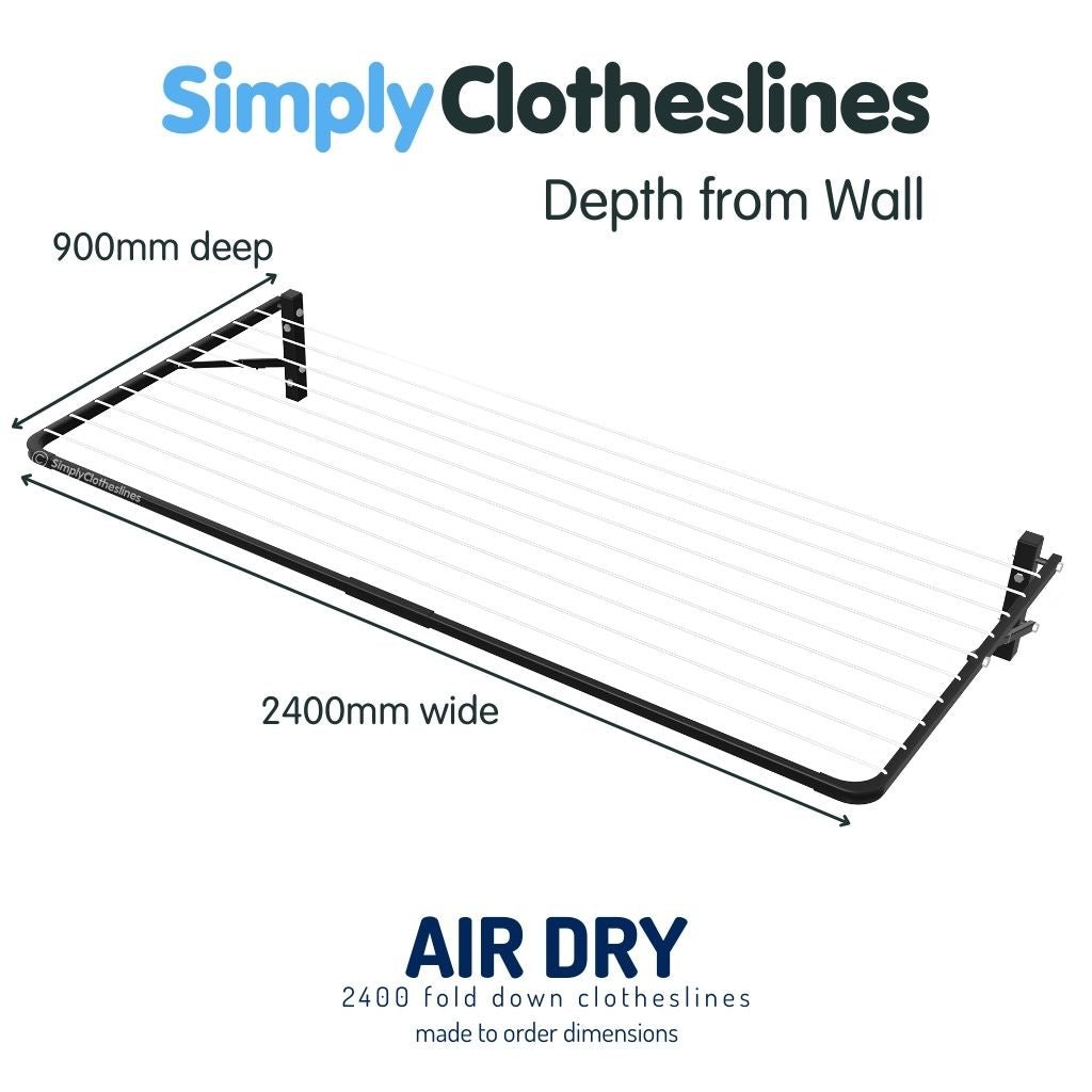 Air Dry 2400 Fold Down Clothesline - Made To Order - Simply Clotheslines