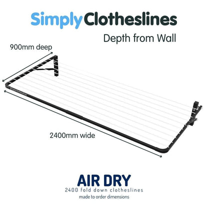 Air Dry 2400 Fold Down Clothesline - Made To Order - Simply Clotheslines