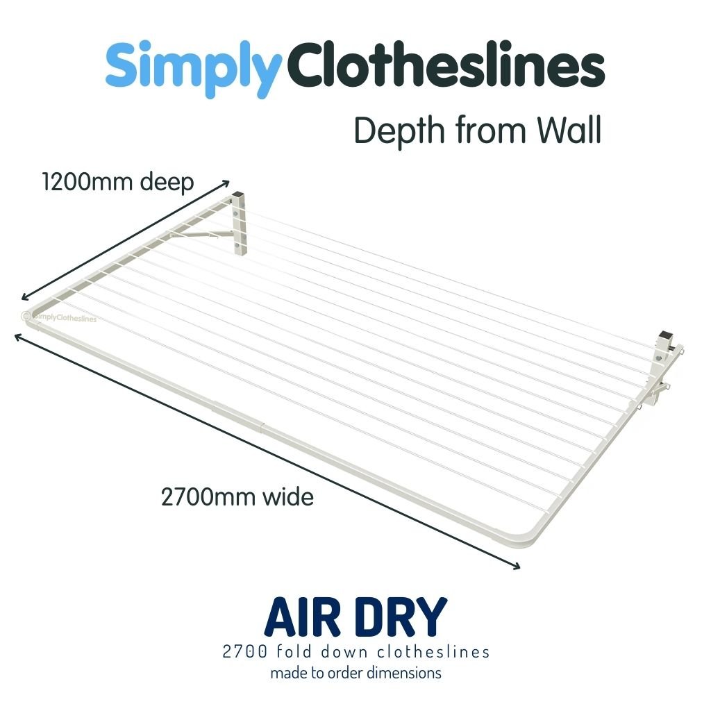 Air Dry 2700 Fold Down Clothesline - Made To Order - Simply Clotheslines