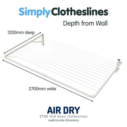 Air Dry 2700 Fold Down Clothesline - Made To Order - Simply Clotheslines