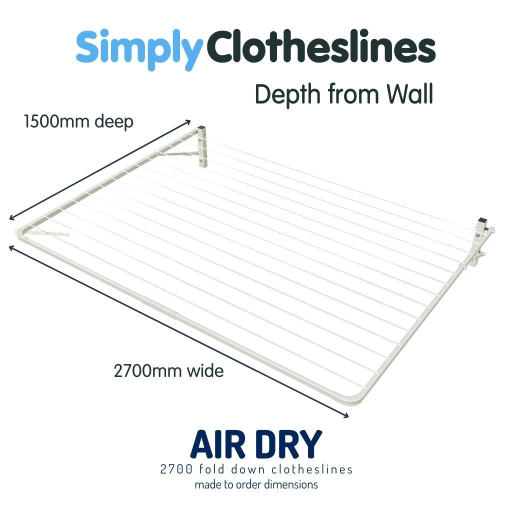 Air Dry 2700 Fold Down Clothesline - Made To Order - Simply Clotheslines