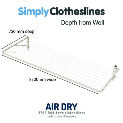 Air Dry 2700 Fold Down Clothesline - Made To Order - Simply Clotheslines