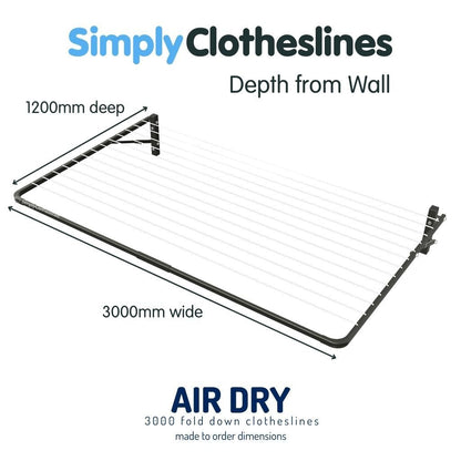 Air Dry 3000 Fold Down Clothesline - Made to Order - Simply Clotheslines