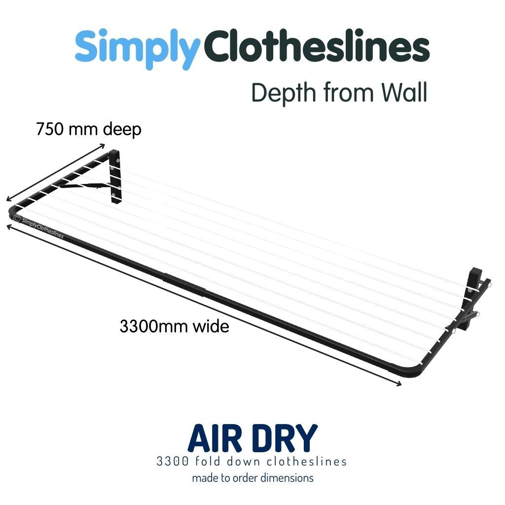 Air Dry 3300 Fold Down Clothesline - Made to Order - Simply Clotheslines