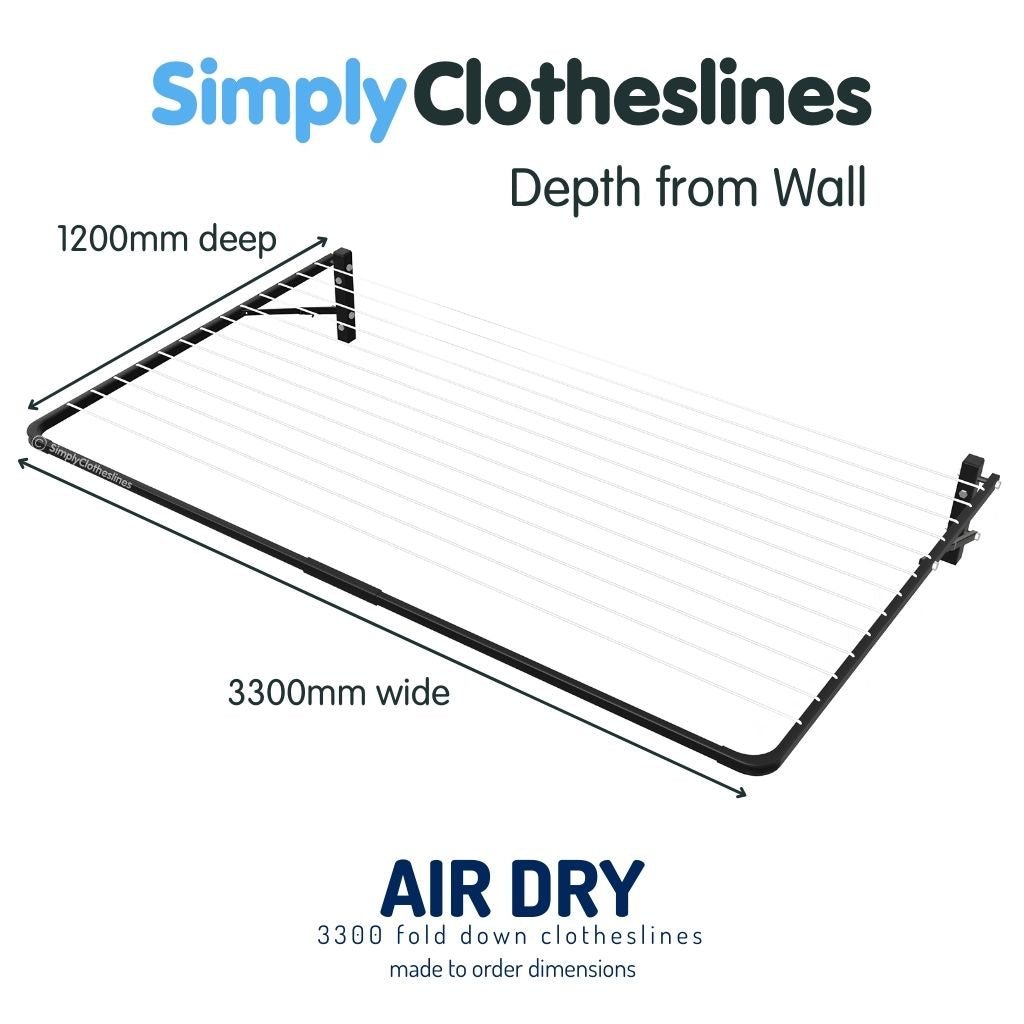 Air Dry 3300 Fold Down Clothesline - Made to Order - Simply Clotheslines