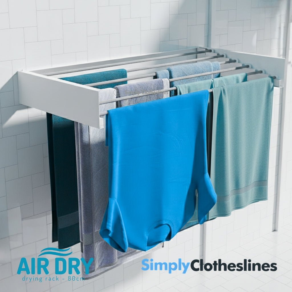 Air Dry - 80 Wall Mount Fold Down Clothes Airer & Drying Rack - Simply Clotheslines