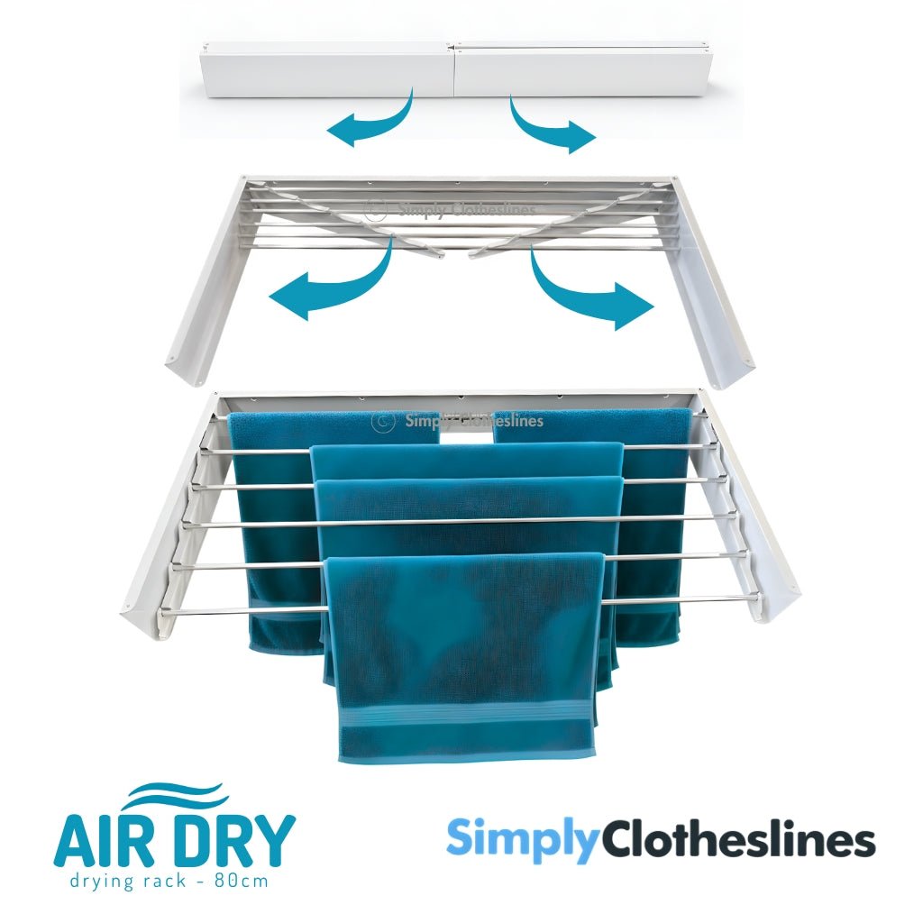 Air Dry - 80 Wall Mount Fold Down Clothes Airer & Drying Rack - Simply Clotheslines