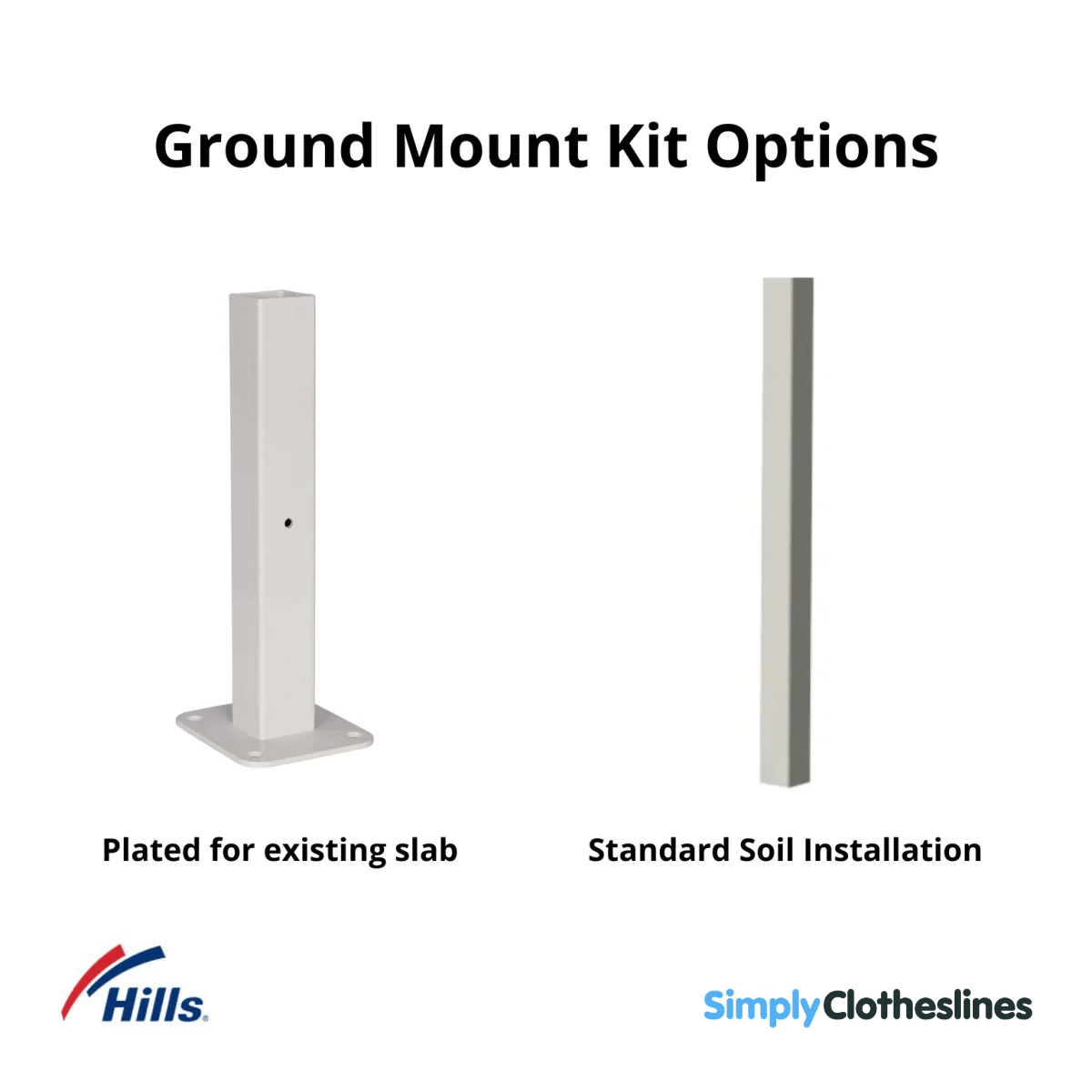 Hills Fold Down Clothesline Ground Mount Kit - Simply Clotheslines