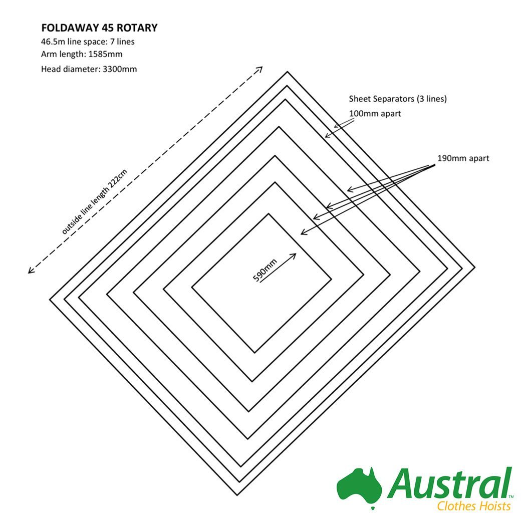 Austral Foldaway 45 Rotary Clothesline - Simply Clotheslines