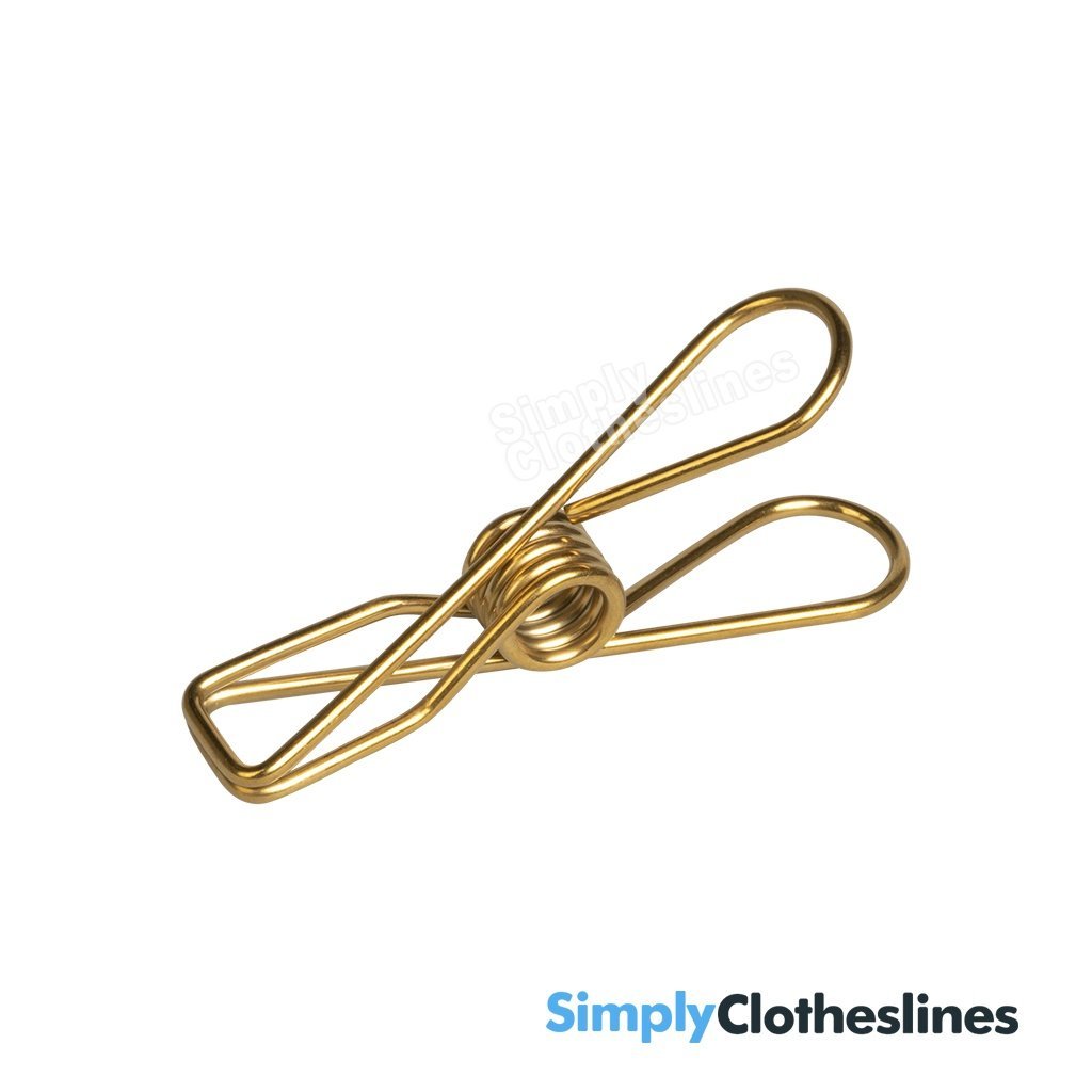 Gold Twin Pack of Enviro Stainless Stainless Steel Clothes Pegs 40 Regular & 10 Large - Simply Clotheslines