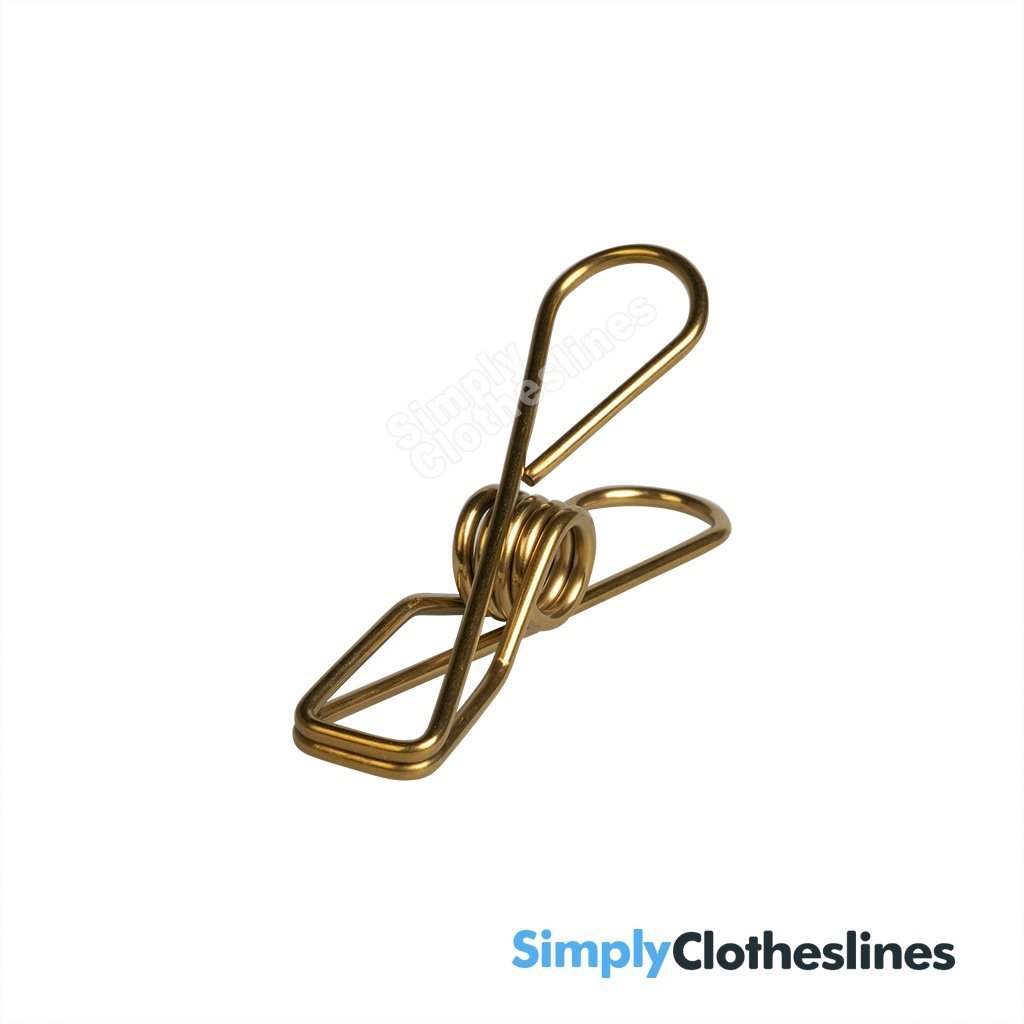 Gold Twin Pack of Enviro Stainless Stainless Steel Clothes Pegs 40 Regular & 10 Large - Simply Clotheslines