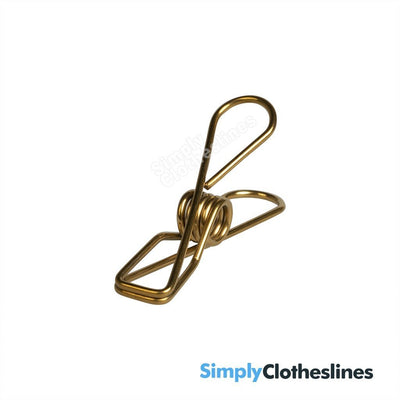 Gold Twin Pack of Enviro Stainless Stainless Steel Clothes Pegs 40 Regular & 10 Large - Simply Clotheslines