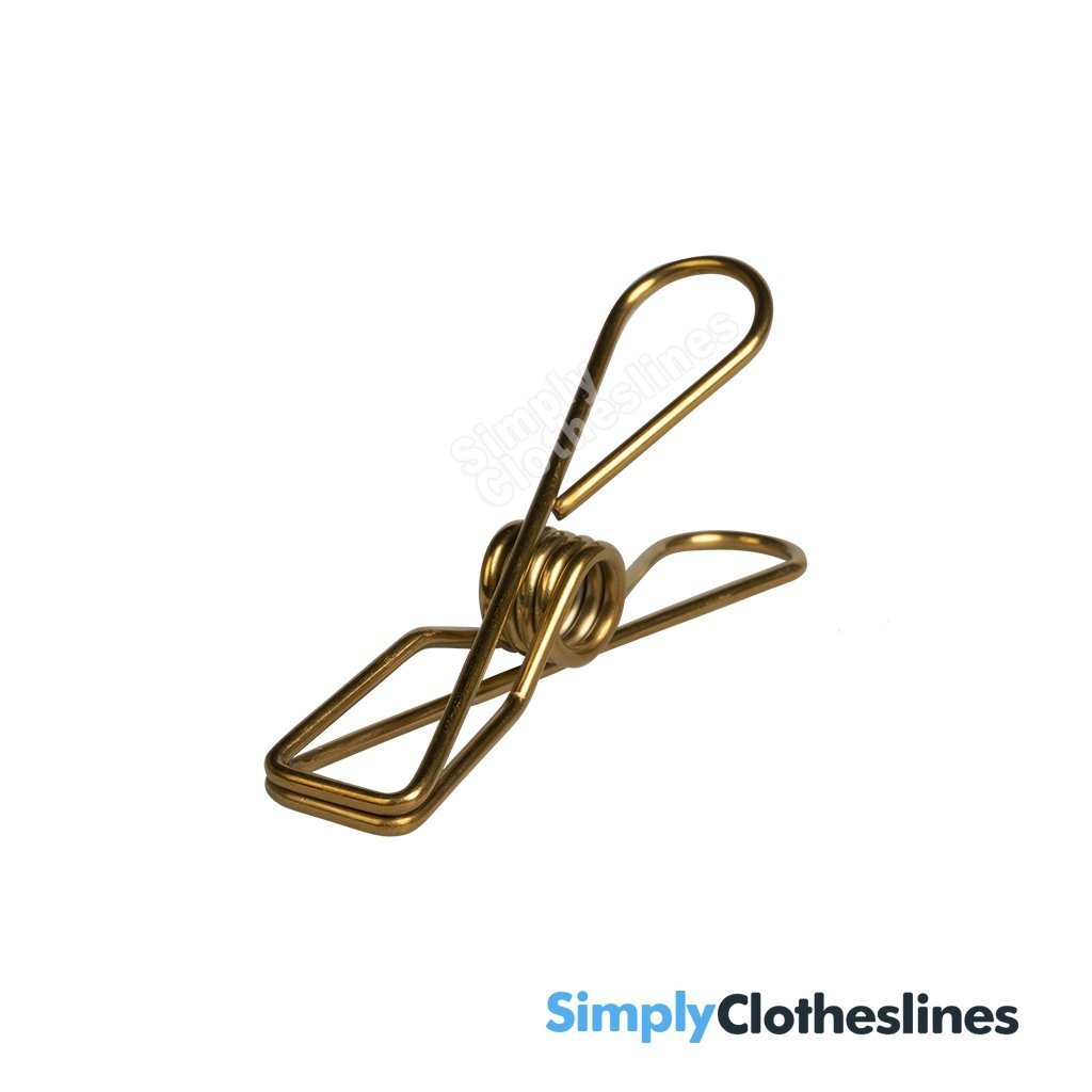 Gold Twin Pack of Enviro Stainless Stainless Steel Clothes Pegs 40 Regular & 10 Large - Simply Clotheslines