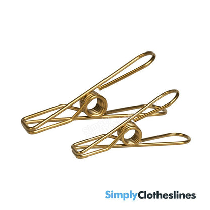 Gold Twin Pack of Enviro Stainless Stainless Steel Clothes Pegs 40 Regular & 10 Large - Simply Clotheslines