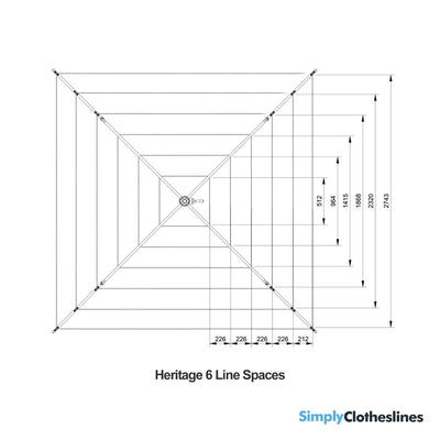 Hills Hoist Heritage 6 Line Rotary Clothesline - Simply Clotheslines